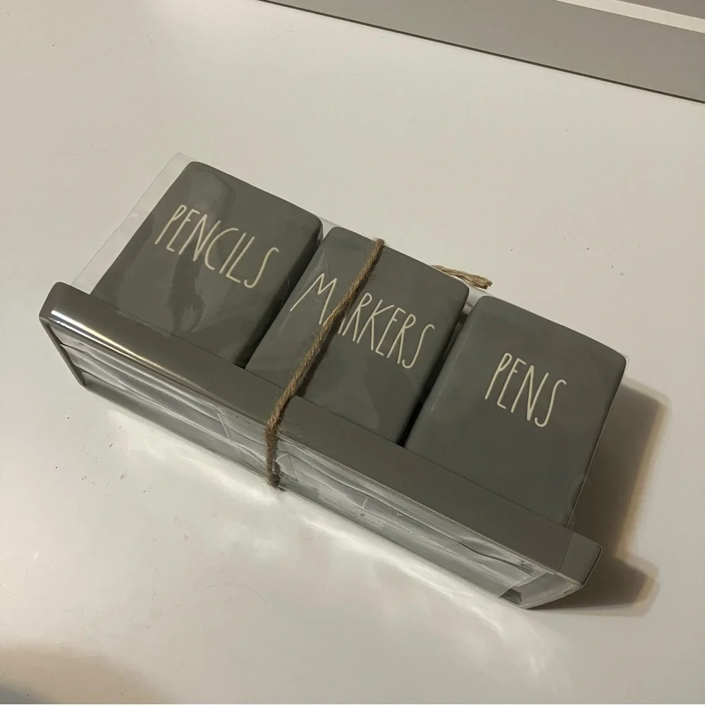 Rae Dunn Gray Desk Organizer Set